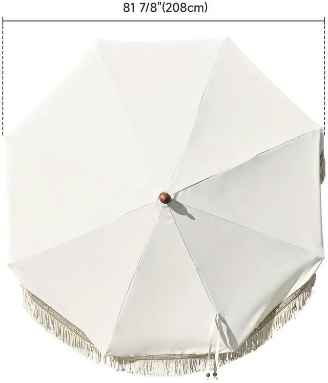 Alt view image 5 of 6 - LAGarden 7 Ft Fringe Umbrella Replacement Canopy Top Cover Boho Outdoor Garden,Beige with Tassels,BH7W-01PC