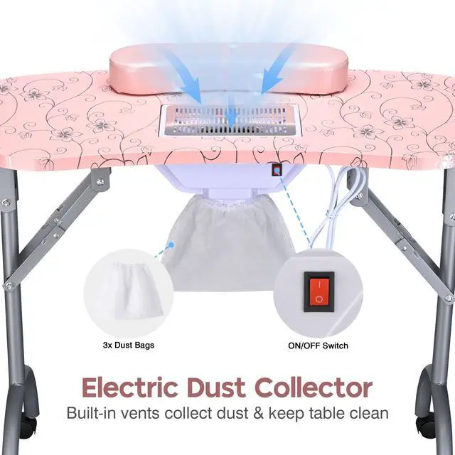 Alt view image 3 of 7 - Byootique Folding Manicure Table Nail Desk & Rolling Makeup Train Case CB Dusk