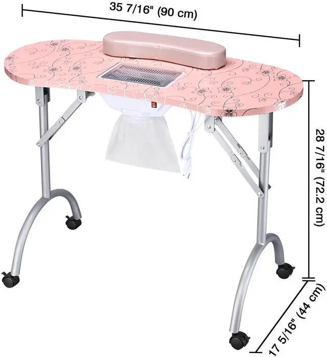 Alt view image 6 of 7 - Byootique Portable Folding Manicure Nail Table Station Salon Desk Beauty Salon
