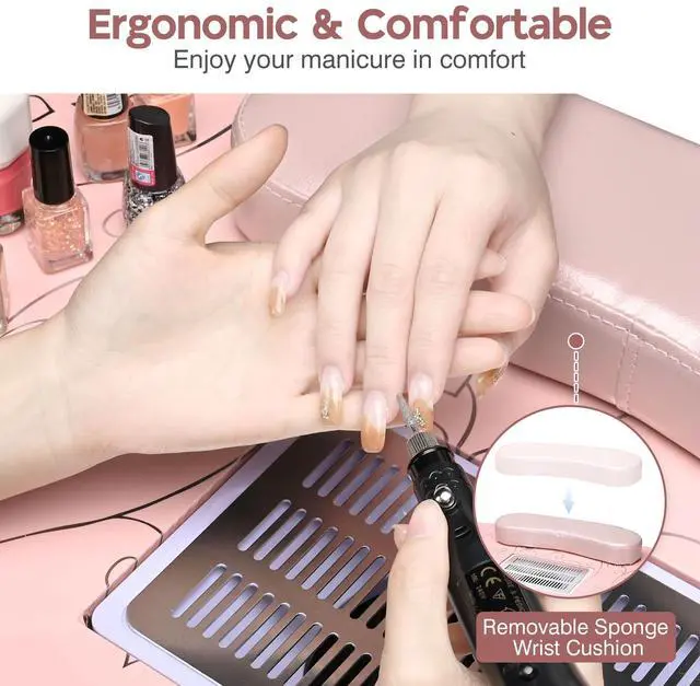 Alt view image 2 of 7 - Byootique Folding Manicure Table Nail Desk & Rolling Makeup Train Case CB Dusk