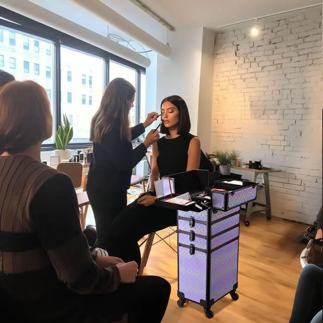 Alt view image 4 of 7 - Byootique 4in1 Rolling Makeup Train Case Cosmetic Organizer Charm ForgetMeNot