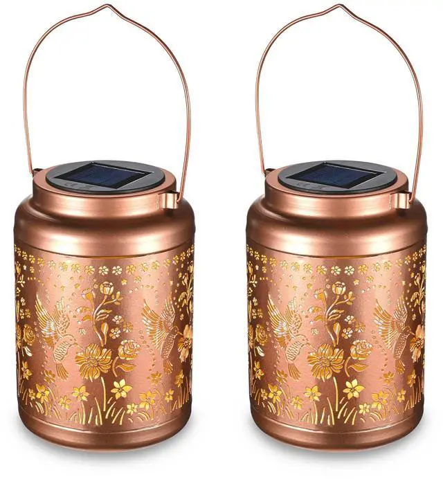 Main image of LAGarden Hummingbird Solar Lantern Outdoor Hanging Waterproof Metal Decor Light Christmas Gifts Yard Patio Porch 2Pack