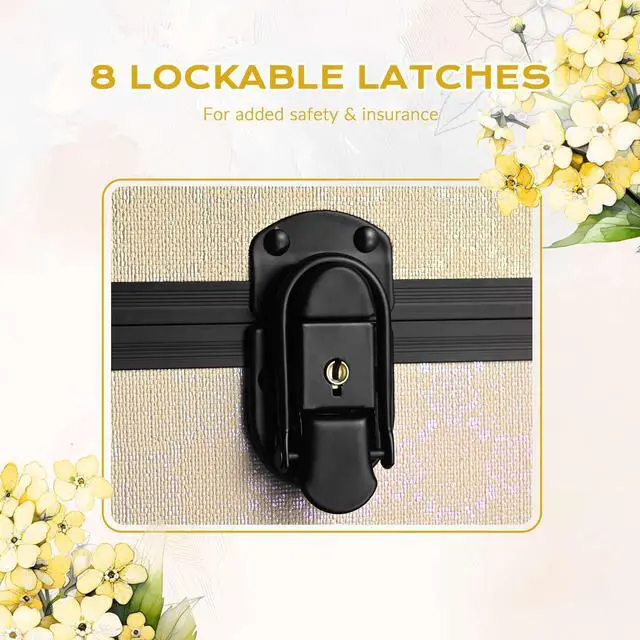 Alt view image 7 of 7 - Byootique 4in1 Rolling Makeup Train Case Cosmetic Organizer Grace ForgetMeNot