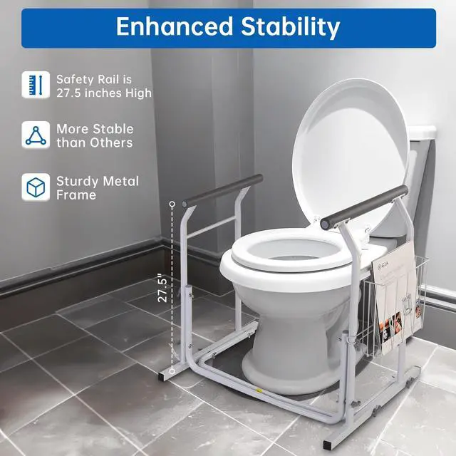 Alt view image 3 of 7 - Yescom Toilet Safety Rails Frame,Elderly Assistance Products Handles for Seniors Elderly Disabled