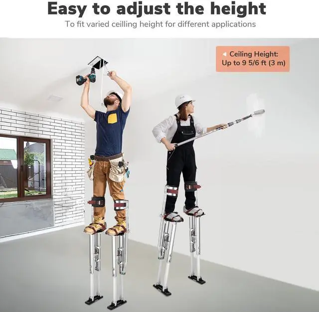 Alt view image 7 of 7 - Yescom Drywall Stilts 36" - 50" Adjustable Aluminum Painting Tool for Ceiling / Sheetrock Taping Parade Costume