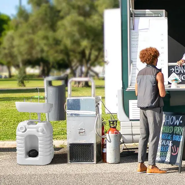 Alt view image 3 of 7 - Yescom  45L Portable Camping Sink with Soap Dispenser & Towel Holder with Pump Safe Mobile Sink for RV Travel Outdoor