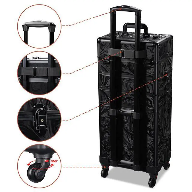 Alt view image 5 of 7 - Byootique Folding Manicure Nail Table 4in1 Rolling Makeup Train Case CB Shadows