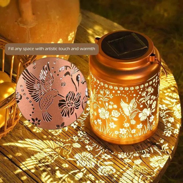 Alt view image 6 of 7 - LAGarden Hummingbird Solar Lantern Outdoor Hanging Waterproof Metal Decor Light Christmas Gifts Yard Patio Porch 2Pack
