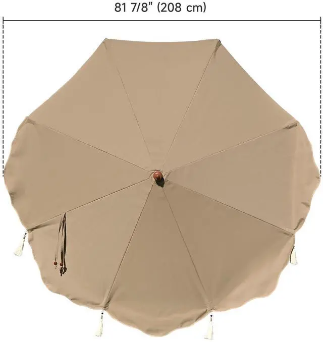Alt view image 5 of 6 - LAGarden 7 Ft Fringe Umbrella Replacement Canopy Top Cover Boho Outdoor UPF50+,Khaki with Fringe,BH7W-10