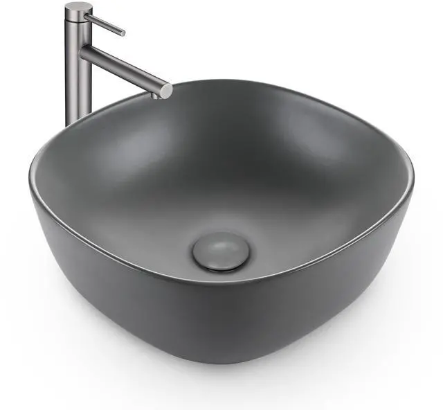 Main image of Aquaterior Bathroom Countertop Ceramic Vessel Sink Single Handle Tall Faucet Kit