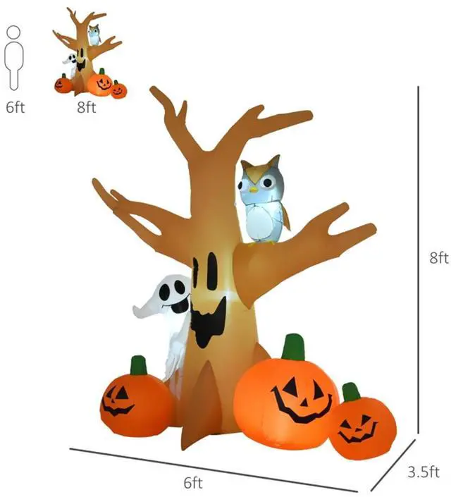 Alt view image 6 of 6 - Yescom 7.5 FT Halloween Inflatables Outdoor Yard Decoration,Blowup Scary LED Tree,Ghost,Owl,Pumpkin 2026