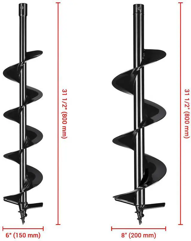 Alt view image 6 of 6 - Yescom 6" 8" Earth Auger Bit Kit Bulb Planter Tool for Planting Flower Fence Post Spiral Hole Digger Gardening Project