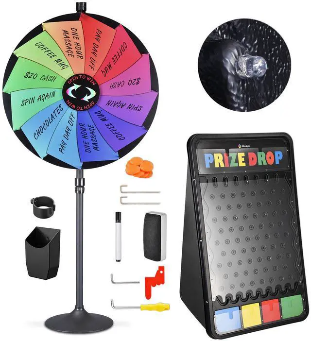 Alt view image 2 of 7 - WinSpin 36" Dual Use 12 Slots Prize Wheel 41x25" Prize Drop Game Board Party