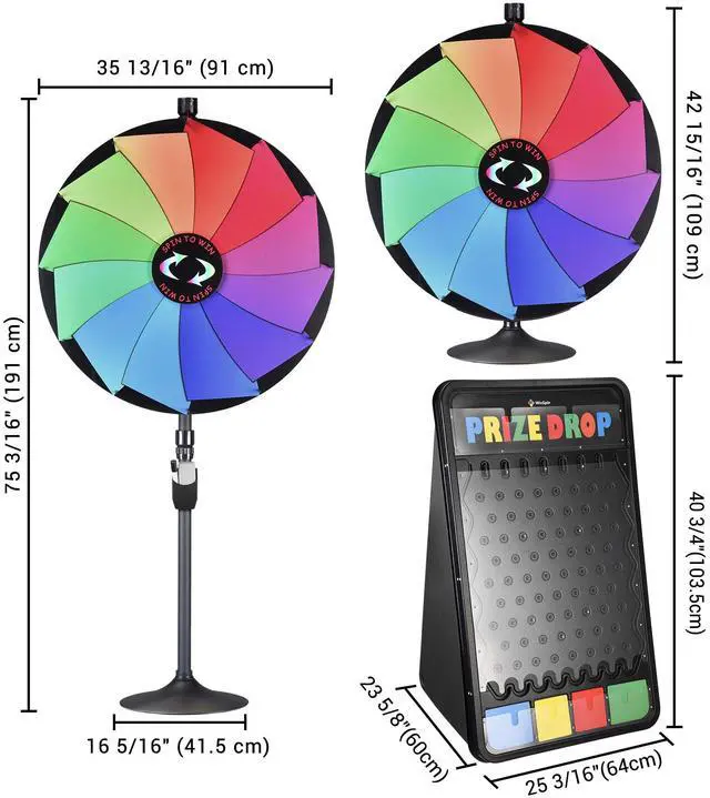 Alt view image 4 of 7 - WinSpin 36" Dual Use 12 Slots Prize Wheel 41x25" Prize Drop Game Board Party