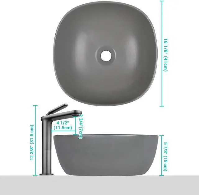 Alt view image 6 of 7 - Aquaterior Bathroom Above Counter Ceramic Vessel Sink Single Handle Faucet Kit