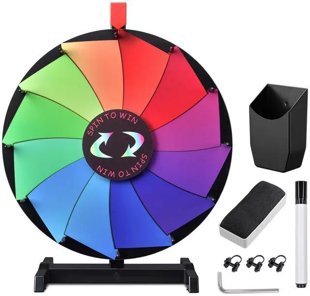 Main image of WinSpin 18" Tabletop Color Prize Wheel 12 Slots Editable Fortune Spinning Wheel for Tradeshow Carnival Game Wheel, Pinwheel Series