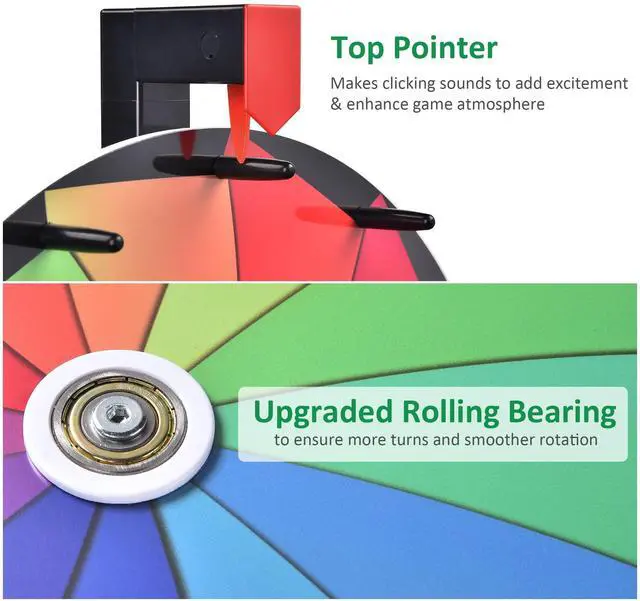 Alt view image 2 of 7 - WinSpin 18" Tabletop Color Prize Wheel 12 Slots Editable Fortune Spinning Wheel for Tradeshow Carnival Game Wheel, Pinwheel Series