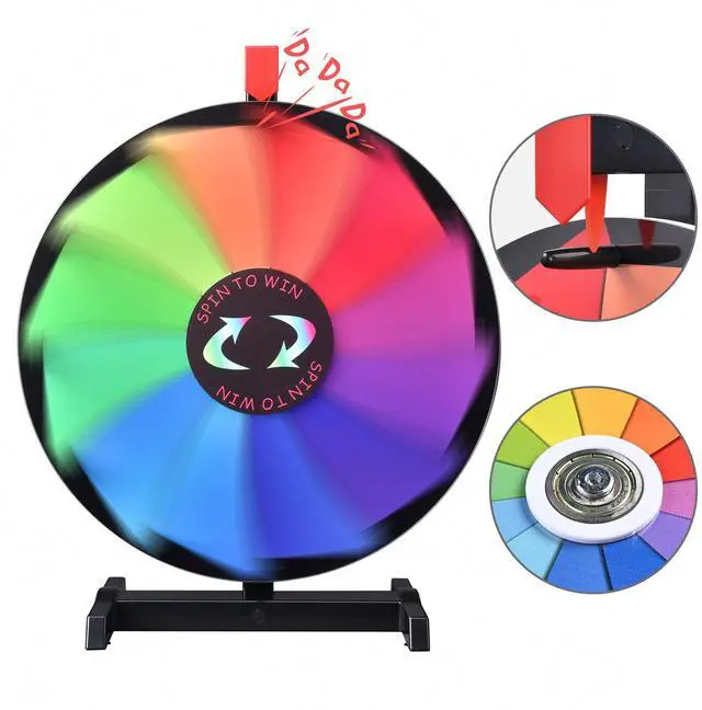 Alt view image 4 of 7 - WinSpin 18" Tabletop Color Prize Wheel 12 Slots Editable Fortune Spinning Wheel for Tradeshow Carnival Game Wheel, Pinwheel Series