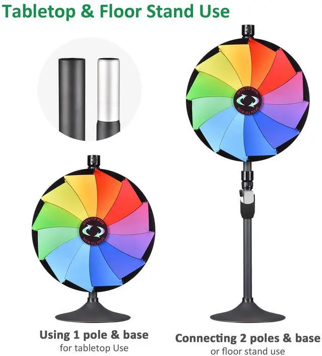 Alt view image 2 of 7 - WinSpin 24" Dual Use Prize Wheel Tabletop or Floor Stand Fortune Spinning Wheel for Tradeshow Carnival Game Wheel, Pinwheel Series