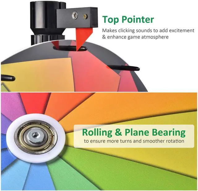 Alt view image 5 of 7 - WinSpin 24" Dual Use Prize Wheel Tabletop or Floor Stand Fortune Spinning Wheel for Tradeshow Carnival Game Wheel, Pinwheel Series