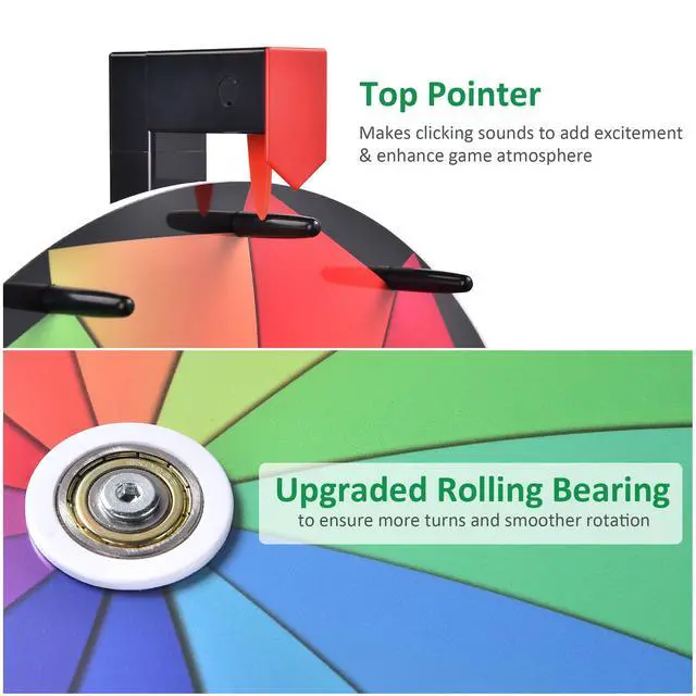 Alt view image 2 of 7 - WinSpin 15" Tabletop Color Prize Wheel 12 Slots Editable Fortune Spinning Wheel for Tradeshow Carnival Game Wheel, Pinwheel Series