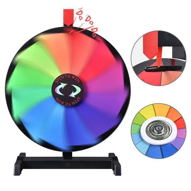 Alt view image 4 of 7 - WinSpin 15" Tabletop Color Prize Wheel 12 Slots Editable Fortune Spinning Wheel for Tradeshow Carnival Game Wheel, Pinwheel Series