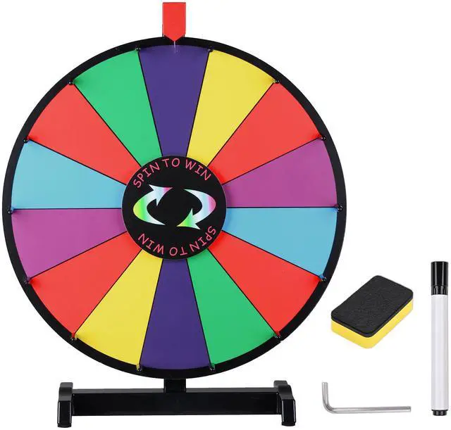 Main image of WinSpin 18" Tabletop Dry Erase Color Prize Wheel Fortune Design Carnival Spinning Game