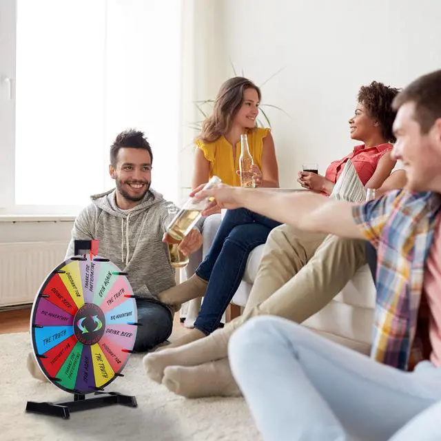 Alt view image 6 of 7 - WinSpin 18" Tabletop Dry Erase Color Prize Wheel Fortune Design Carnival Spinning Game