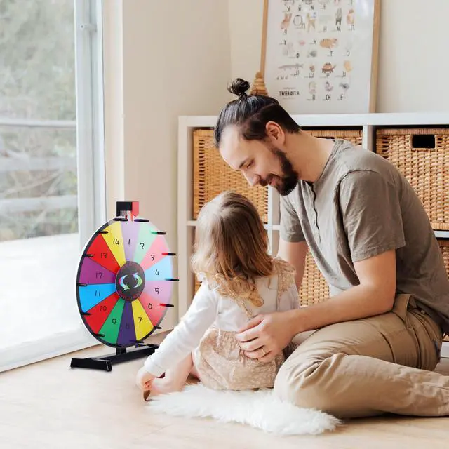 Alt view image 7 of 7 - WinSpin 18" Tabletop Dry Erase Color Prize Wheel Fortune Design Carnival Spinning Game
