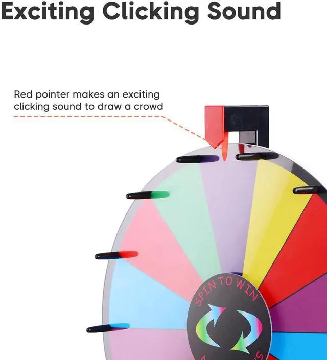 Alt view image 4 of 7 - WinSpin 18" Tabletop Dry Erase Color Prize Wheel Fortune Design Carnival Spinning Game