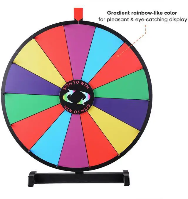 Alt view image 2 of 7 - WinSpin Upgraded Editable 24" Color Prize Wheel Fortune Tabletop Spinning Game