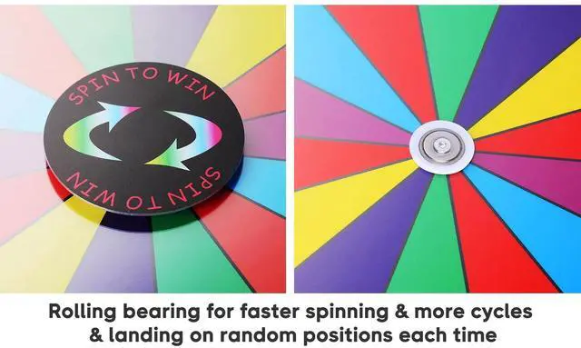 Alt view image 4 of 7 - WinSpin Upgraded Editable 24" Color Prize Wheel Fortune Tabletop Spinning Game