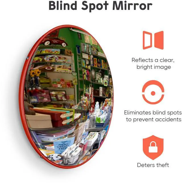 Alt view image 2 of 6 - Yescom 12" Convex Safety Traffic Mirror Outdoor/ Indoor Driveway & Security Wide Angle Mirror, Dome Blind Spot Mirror for Wall, Office, Parking Garage & Room