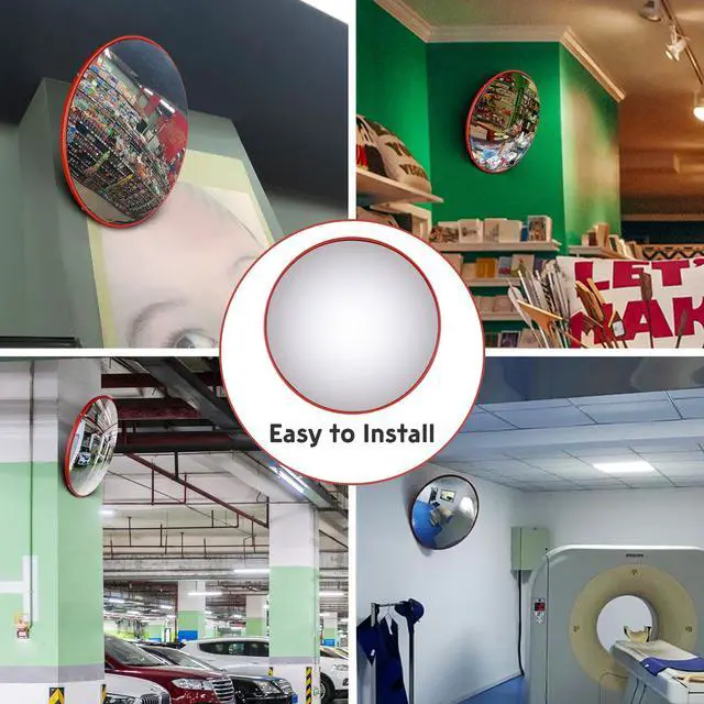 Alt view image 5 of 6 - Yescom 12" Convex Safety Traffic Mirror Outdoor/ Indoor Driveway & Security Wide Angle Mirror, Dome Blind Spot Mirror for Wall, Office, Parking Garage & Room