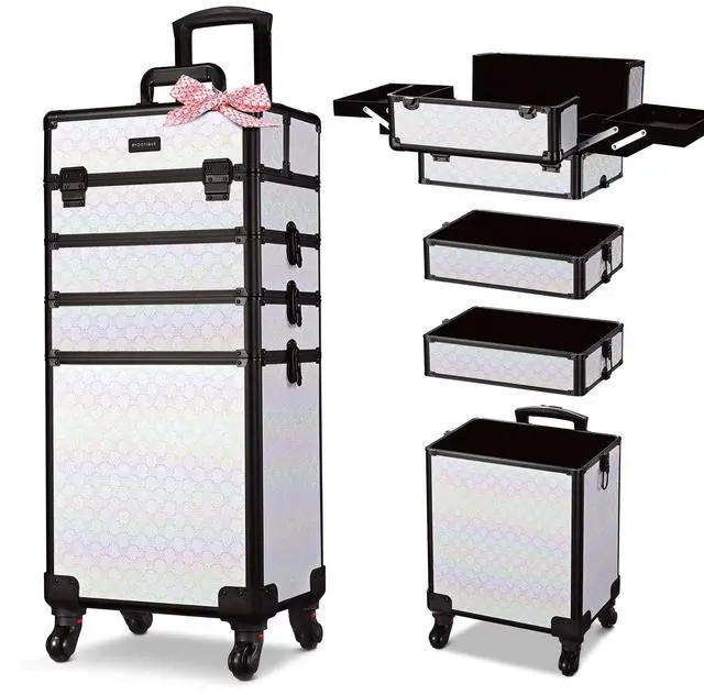 Alt view image 2 of 7 - Byootique 3-Piece Makeup Train Cases Cosmetic Organizer Kit Pure ForgetMeNo