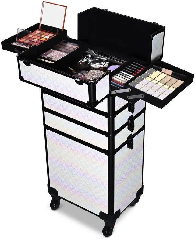 Alt view image 3 of 7 - Byootique 3-Piece Makeup Train Cases Cosmetic Organizer Kit Pure ForgetMeNo