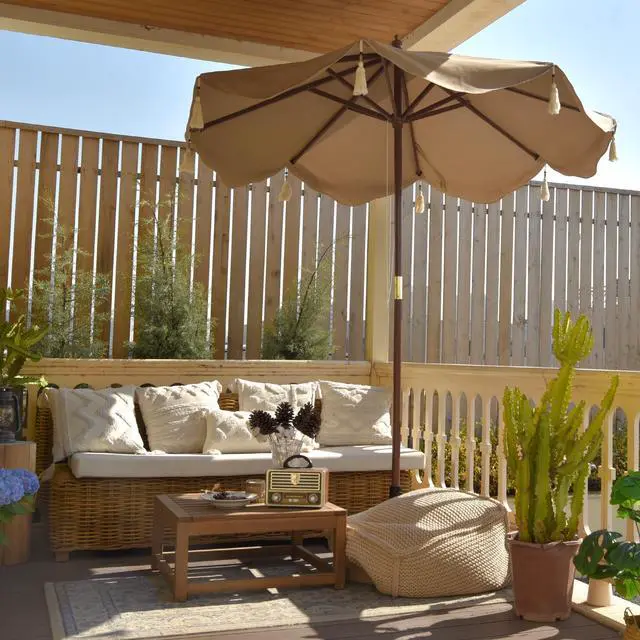 Alt view image 6 of 6 - LAGarden 7 Ft Fringe Umbrella Replacement Canopy Top Cover Boho Outdoor UPF50+,Khaki with Fringe,BH7W-10