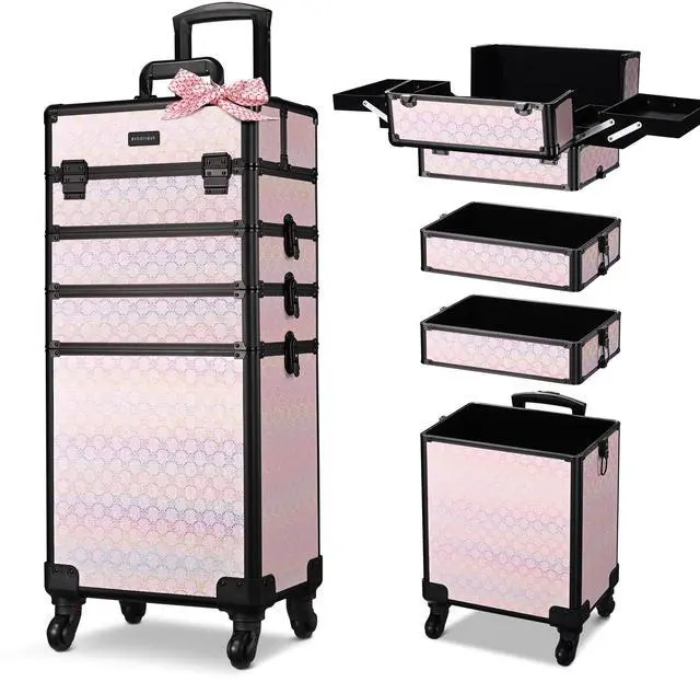Alt view image 2 of 7 - Byootique 3-Piece Makeup Train Cases Cosmetic Organizer Kit Blush ForgetMeNo
