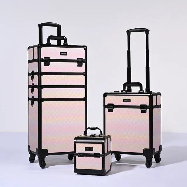 Main image of Byootique 3-Piece Makeup Train Cases Cosmetic Organizer Kit Blush ForgetMeNo