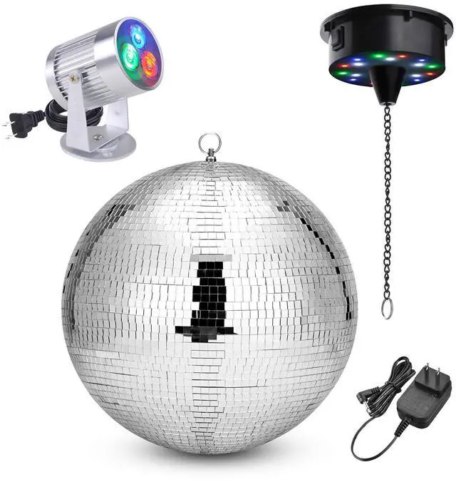Main image of Yescom 16" Large Disco Ball with Motor and Light 6RPM Rotator & 3W RGB Spotlight for 70s 80s Party DJ Bands Club Studio Event