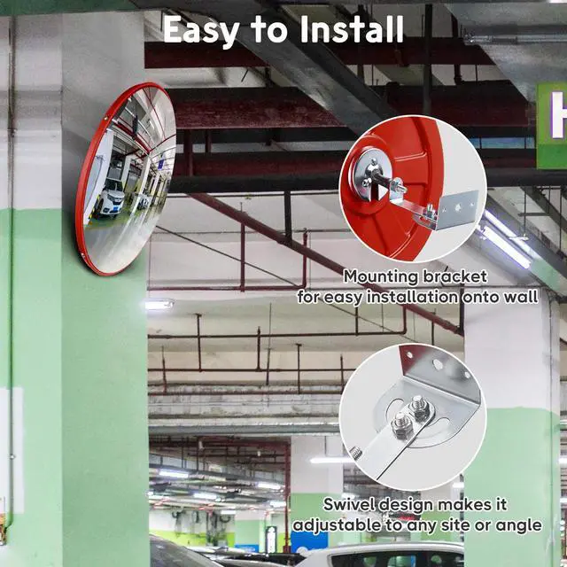 Alt view image 3 of 6 - Yescom 12" Convex Safety Traffic Mirror Outdoor/ Indoor Driveway & Security Wide Angle Mirror, Dome Blind Spot Mirror for Wall, Office, Parking Garage & Room