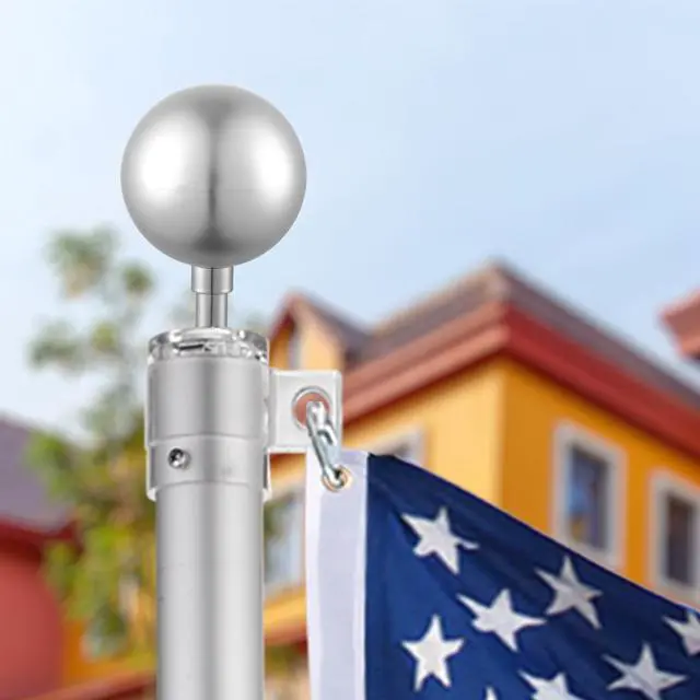 Alt view image 4 of 5 - Yescom 2 Packs 3" Flagpole Silver Ball Top Finial Ornament for 20 25 30 Ft Flag Pole Outdoor