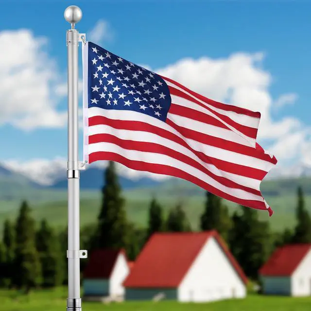 Alt view image 5 of 5 - Yescom 2 Packs 3" Flagpole Silver Ball Top Finial Ornament for 20 25 30 Ft Flag Pole Outdoor