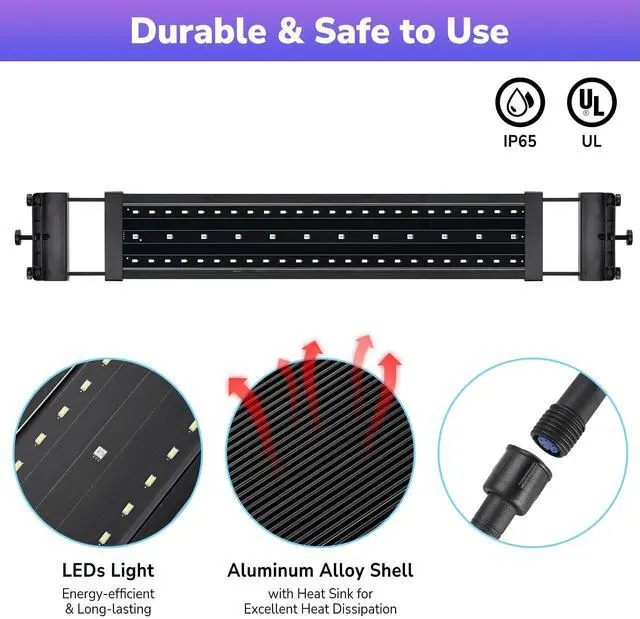 Alt view image 4 of 7 - Yescom LED Aquarium Light 22 inch to 30 inch APP WIFI Control Fish Tank Light Full Spectrum with Extendable Brackets Timer For Freshwater Plant