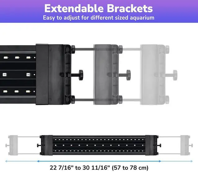 Alt view image 5 of 7 - Yescom LED Aquarium Light 22 inch to 30 inch APP WIFI Control Fish Tank Light Full Spectrum with Extendable Brackets Timer For Freshwater Plant