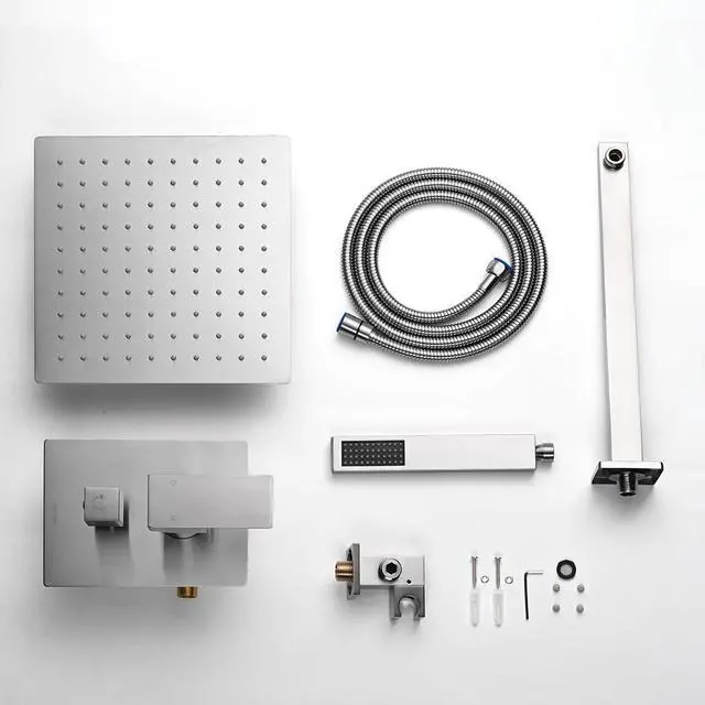 Alt view image 2 of 7 - Aquaterior Shower Faucet Set Wall Mount Concealed Mixer Valve Rain Shower Head