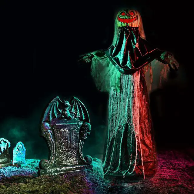 Alt view image 6 of 7 - Yescom Scary Animated Halloween Pumpkin Decorations 5.4Ft with Motion & Sound Activated Glowing Head 2025