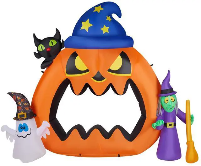 Alt view image 2 of 7 - Yescom 6.9 FT Halloween Inflatables Outdoor Yard Decoration,Blowup Pumpkin,Ghost,Witch,Cat LED Light 2025