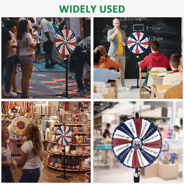 Alt view image 7 of 7 - WinSpin 24" Prize Wheel 16 Slots Spinning Game Dry Erase Floor Stand Eagle Head
