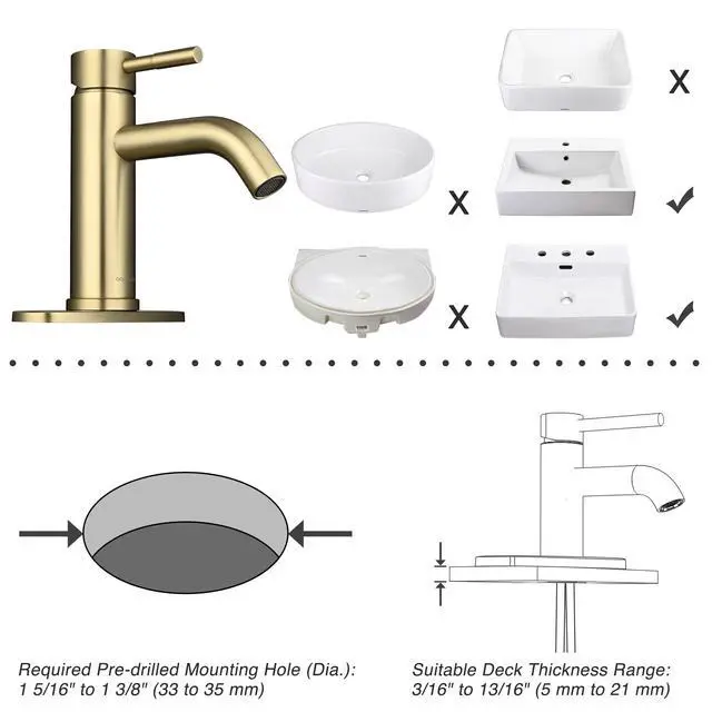 Alt view image 4 of 7 - Aquaterior Single Handle Bathroom Vessel Faucet Mixer Tap with Pop-up Drain